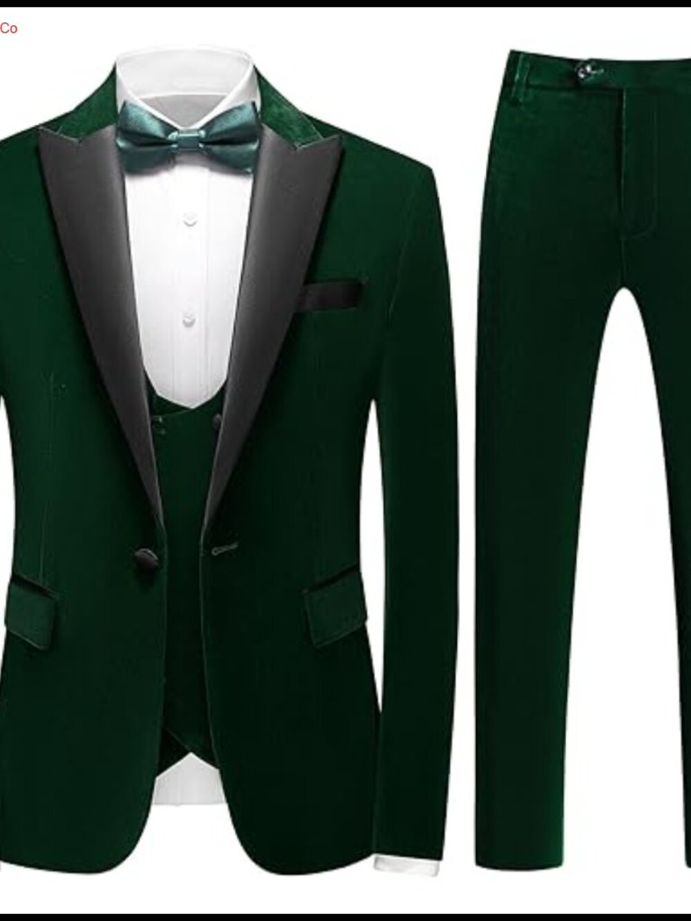 Mens Velvet 3 Piece Slim Fit Suit Peaked Lapel One Button Tuxedo Vest Pants Set